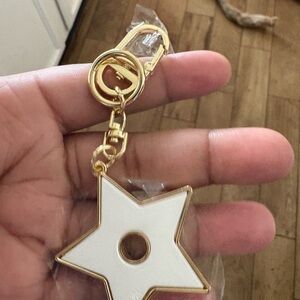 Gold and White Dior Keychain